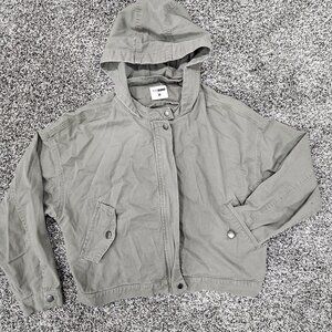 Women's Medium cropped Cisono utility style light olive green jacket